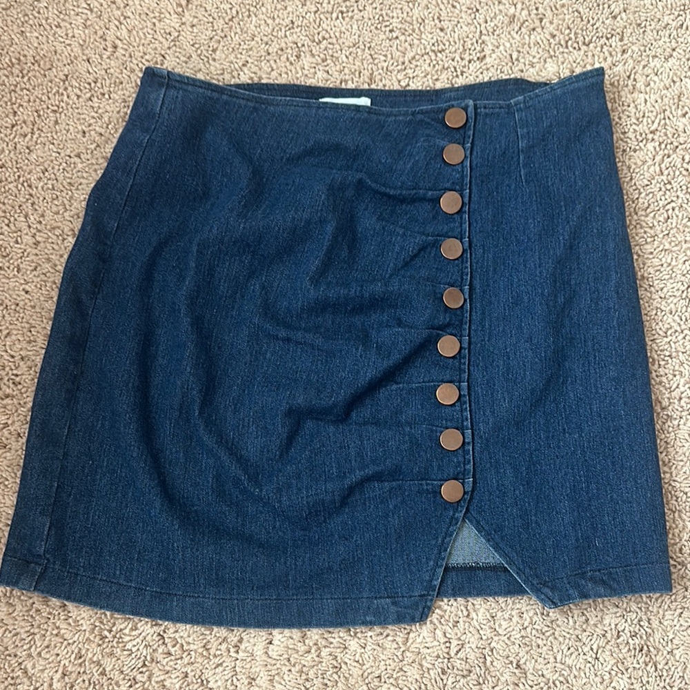 Pink Lily Blue Asymmetrical Pencil Skirt